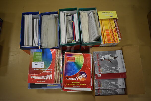 ALL ONE MONEY! Lot of Various Items Including Mathematics Books and Word Attack Basics. (Chipperfield Elementary Gym)