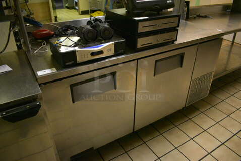 True Model TWT-67 Stainless Steel Commercial 2 Door Work Top Cooler on Commercial Casters. Does Not Come w/ Over Shelf. 115 Volts, 1 Phase. 67.5x32x39. Tested and Working! (kitchen)