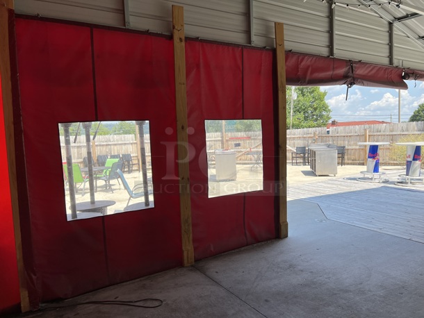 6 Red Patio Weather Guard Sheets. BUYER MUST REMOVE. 60x110, 120x110. 6 Times Your Bid! (patio)