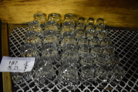 36 Glasses; 15 Rocks and 21 Shot. 3x3x3, 2x2x2.5. 36 Times Your Bid! (upstairs)