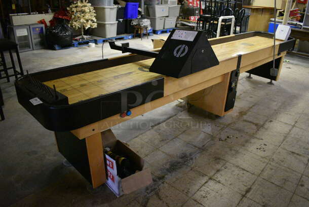 Shuffleboard Champion Floor Style Shuffleboard Board w/ Money Acceptor, Scoreboard and Cleaner. BUYER MUST REMOVE. 168x31x33. (basement) - Image 1 of 11