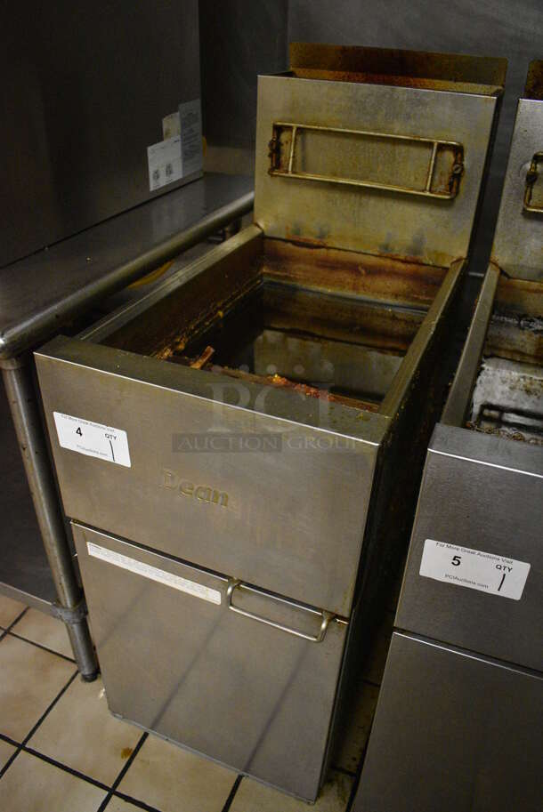 2015 Dean Model SR42GN Stainless Steel Commercial Natural Gas Powered Deep Fat Fryer. Unit Will Be Emptied of Oil Shown In Pictures. 105,000 BTU. Item Was in Working Condition on Last Day of Business. 15.5x30x47. (kitchen) - Image 2 of 7