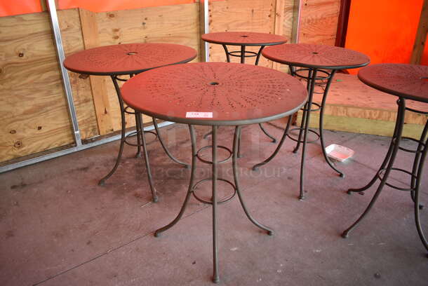 5 Metal Bar Height Patio Tables. 36x36x40, 30x30x40. 5 Times Your Bid! (patio) - Image 1 of 3