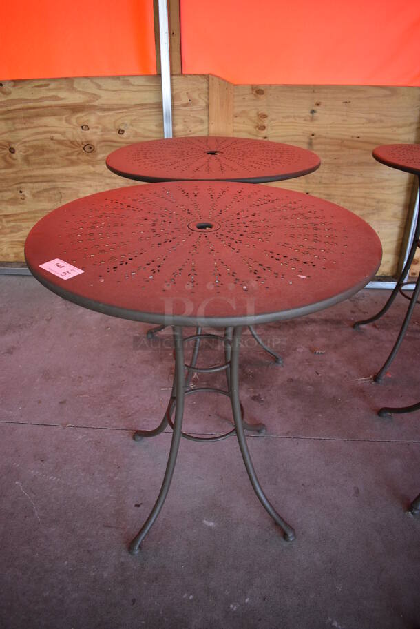 5 Metal Bar Height Patio Tables. 36x36x40, 30x30x40. 5 Times Your Bid! (patio) - Image 2 of 3