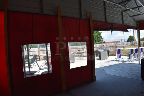 6 Red Patio Weather Guard Sheets. BUYER MUST REMOVE. 60x110, 120x110. 6 Times Your Bid! (patio) - Image 3 of 5
