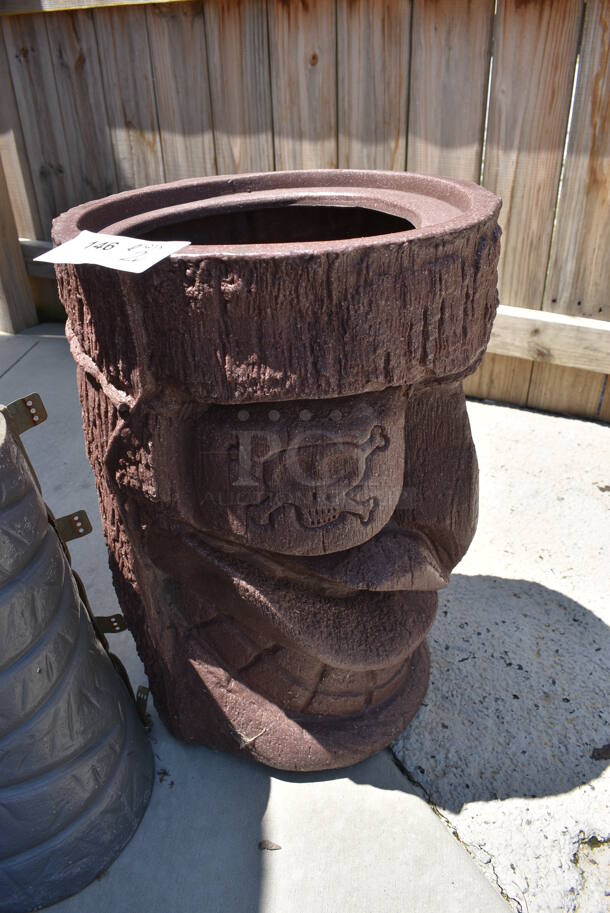 2 Poly Pieces; Totem Style Vase and Gray Base Cover. 14x14x23, 10x10x18. 2 Times Your Bid! (patio) - Image 2 of 4