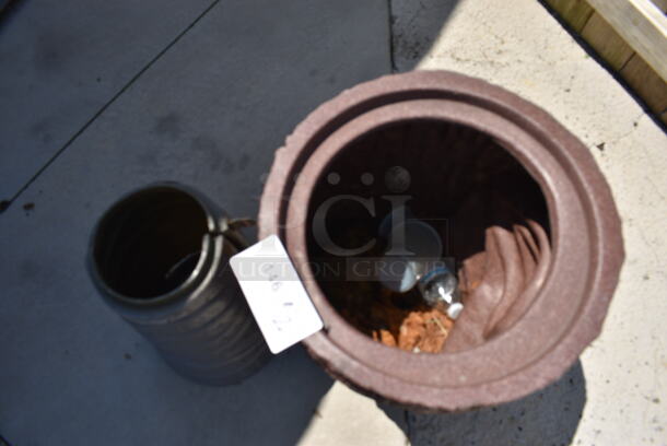 2 Poly Pieces; Totem Style Vase and Gray Base Cover. 14x14x23, 10x10x18. 2 Times Your Bid! (patio) - Image 4 of 4