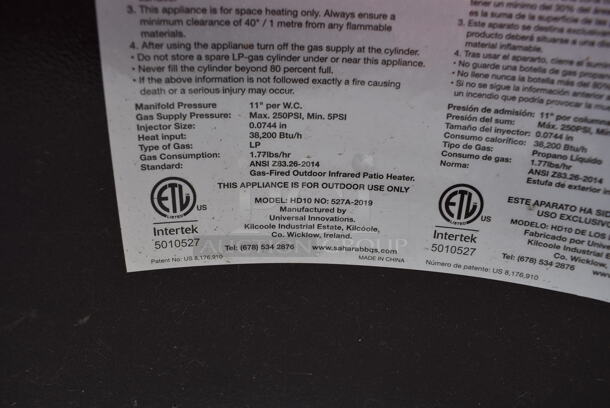 Hampton Bay Model HD10 Metal Floor Style Propane Gas Powered Outdoor Patio Heater. 38,200 BTU. 32x32x94 - Image 6 of 7