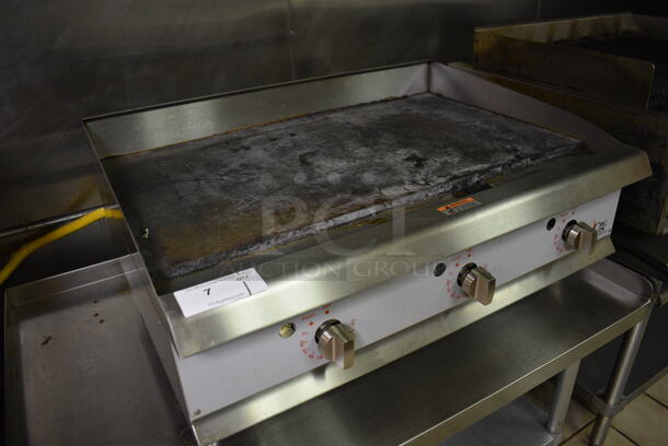 CPG Stainless Steel Commercial Countertop Natural Gas Powered Flat Top Griddle w/ Thermostatic Controls. Item Was in Working Condition on Last Day of Business. 36x30x16. (kitchen) - Image 2 of 6