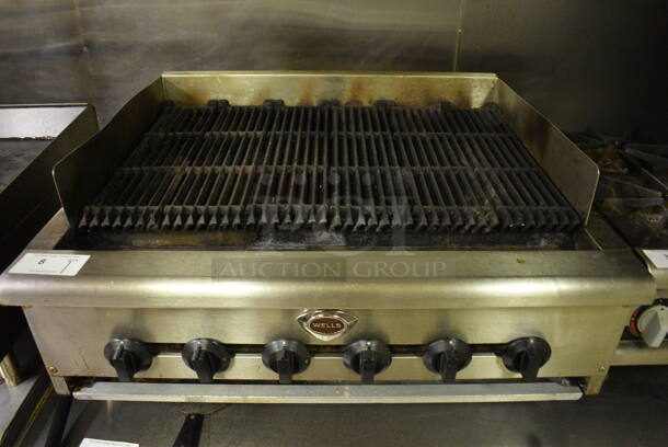 Wells Stainless Steel Commercial Countertop Natural Gas Powered Charbroiler Grill w/ Cleaning Brush and Scraper. Item Was in Working Condition on Last Day of Business. 36x31x18. (kitchen) - Image 1 of 8