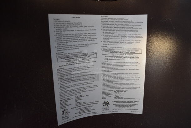 Hampton Bay Model HD10 Metal Floor Style Propane Gas Powered Outdoor Patio Heater. 38,200 BTU. 32x32x94 - Image 6 of 7