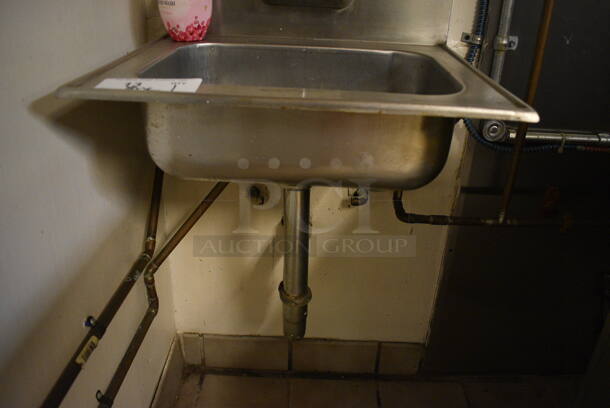 Stainless Steel Single Bay Wall Mount Sink w/ Faucet and Handles. BUYER MUST REMOVE. 18x16.5x19. (kitchen) - Image 4 of 4