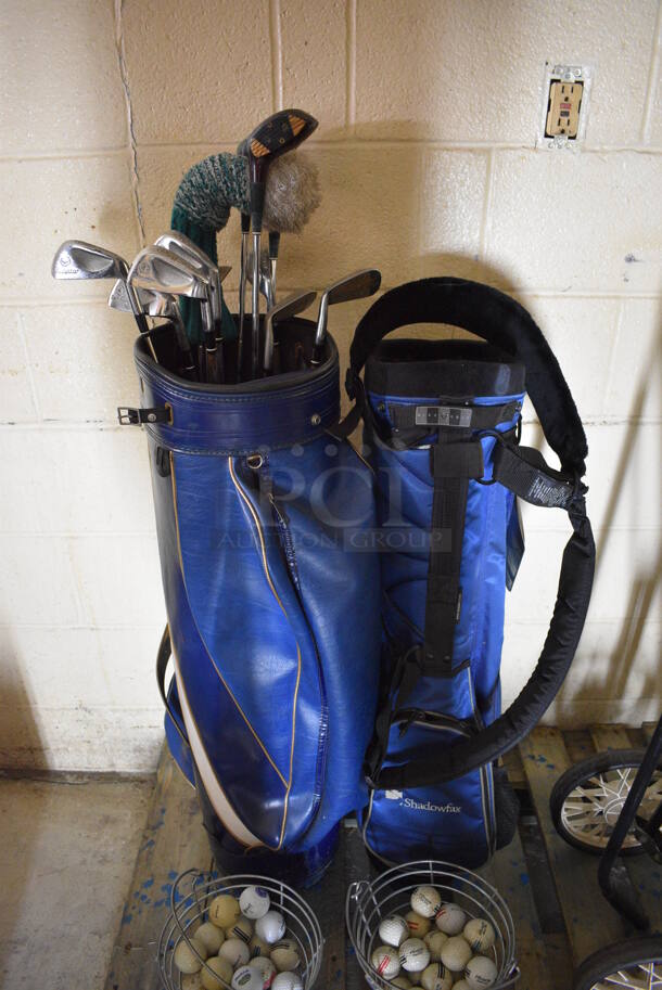 PALLET LOT of 2 Golf Club Bags, 2 Bins of Golf Balls, Bag Stand and 10 Clubs. (basement) - Image 4 of 6