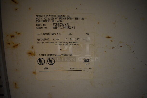 Arctic Air Model F22CW12 Metal Commercial Single Door Reach In Freezer on Commercial Casters. 115 Volts, 1 Phase. 32x30x74.5. Tested and Working! (kitchen) - Image 5 of 7