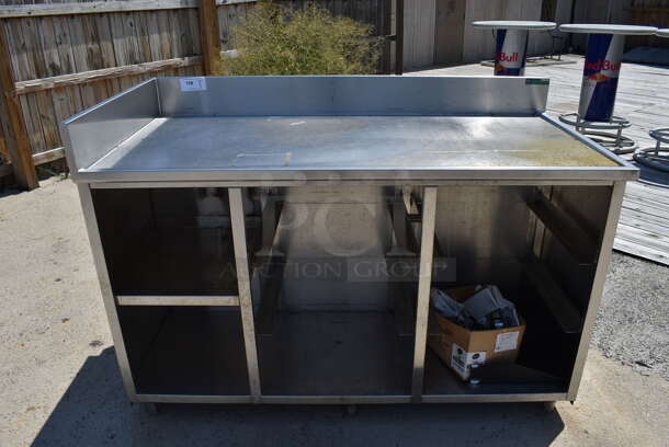 Stainless Steel Counter w/ Pan Rack Interior. 67.5x30x45. (patio)