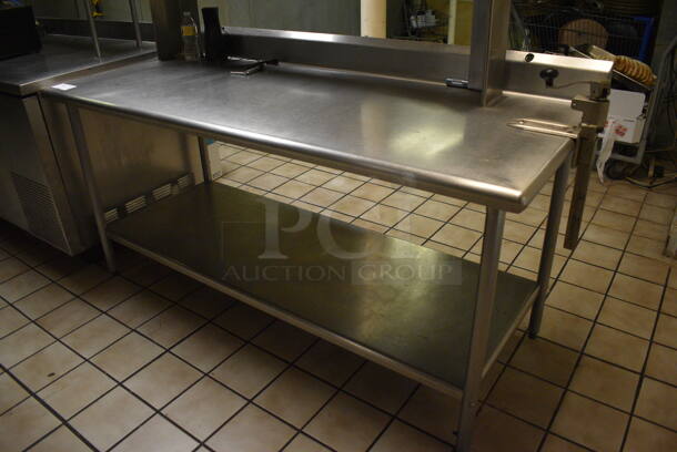 Stainless Steel Commercial Table w/ Cecilware Heat Strip, Back Splash, Can Opener in Mount, Dual Over Shelf and Under Shelf. Does Not Come w/ Contents. BUYER MUST REMOVE. 72x30x61. (kitchen) - Image 2 of 10