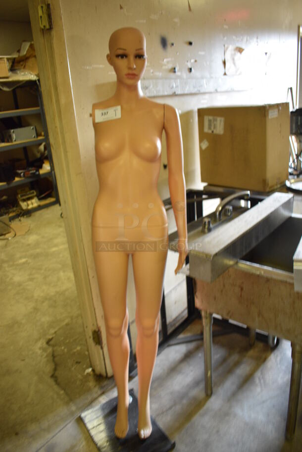 White Female Mannequin. Missing Arm. 68". (basement) - Image 1 of 4