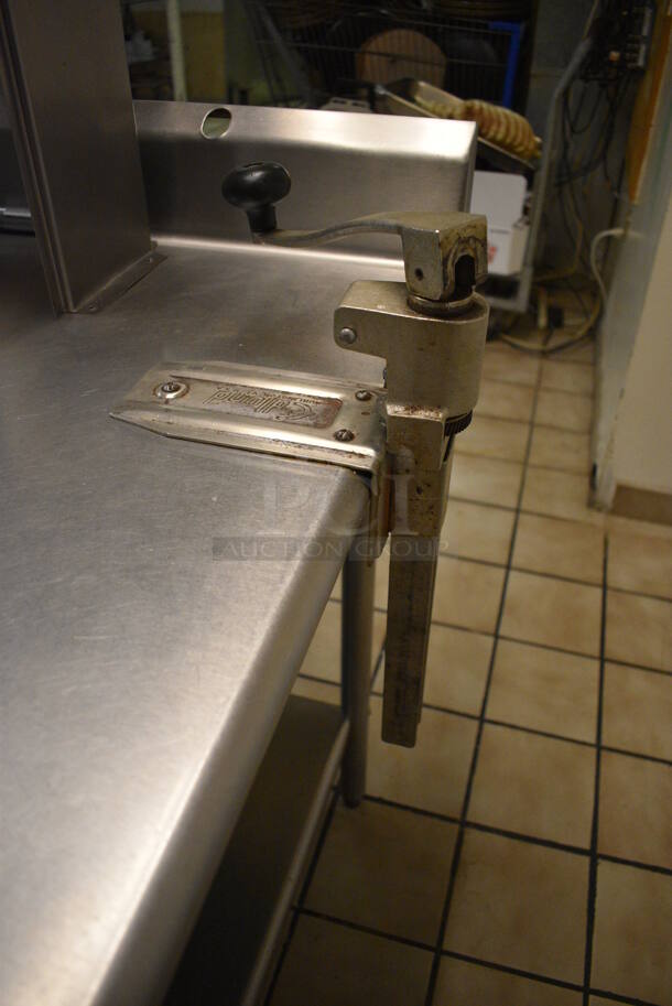 Stainless Steel Commercial Table w/ Cecilware Heat Strip, Back Splash, Can Opener in Mount, Dual Over Shelf and Under Shelf. Does Not Come w/ Contents. BUYER MUST REMOVE. 72x30x61. (kitchen) - Image 3 of 10