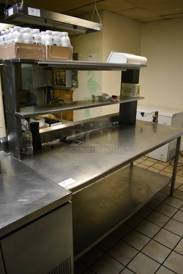 Stainless Steel Commercial Table w/ Cecilware Heat Strip, Back Splash, Can Opener in Mount, Dual Over Shelf and Under Shelf. Does Not Come w/ Contents. BUYER MUST REMOVE. 72x30x61. (kitchen) - Image 4 of 10