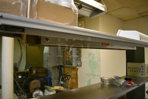 Stainless Steel Commercial Table w/ Cecilware Heat Strip, Back Splash, Can Opener in Mount, Dual Over Shelf and Under Shelf. Does Not Come w/ Contents. BUYER MUST REMOVE. 72x30x61. (kitchen) - Image 6 of 10