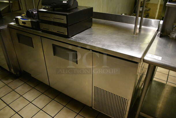 True Model TWT-67 Stainless Steel Commercial 2 Door Work Top Cooler on Commercial Casters. Does Not Come w/ Over Shelf. 115 Volts, 1 Phase. 67.5x32x39. Tested and Working! (kitchen) - Image 2 of 5