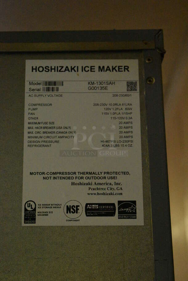 2017 Hoshizaki Model KM-1301SAH Stainless Steel Commercial Ice Head on Hoshizaki Model B-1300SS Stainless Steel Commercial Bin. BUYER MUST REMOVE. 208-230 Volts, 1 Phase. 48x42x94. Tested and Working! (basement) - Image 5 of 7