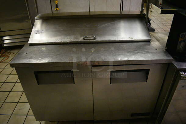 True Model TSSU-48-12 Stainless Steel Commercial Sandwich Salad Prep Table Bain Marie Mega Top. Does Not Come w/ Over Shelf. 115 Volts, 1 Phase. 48x30x44. Tested and Working But Unit Doesn't Consistently Stay In Safe Temperature Range. (kitchen) - Image 1 of 10