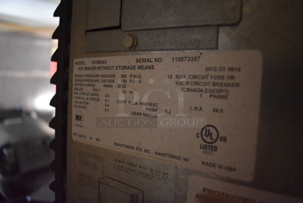 Manitowoc Model SY0604A Stainless Steel Commercial Ice Head on Commercial Ice Bin. BUYER MUST REMOVE. 208-230 Volts, 1 Phase. 30x36x72. Tested and Powers On But Does Not Function. (basement) - Image 4 of 7