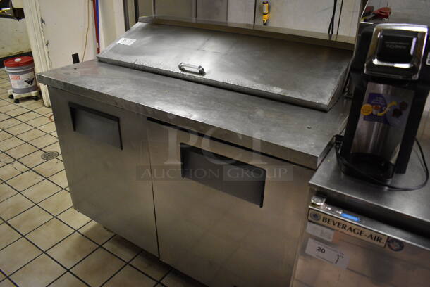 True Model TSSU-48-12 Stainless Steel Commercial Sandwich Salad Prep Table Bain Marie Mega Top. Does Not Come w/ Over Shelf. 115 Volts, 1 Phase. 48x30x44. Tested and Working But Unit Doesn't Consistently Stay In Safe Temperature Range. (kitchen) - Image 4 of 10