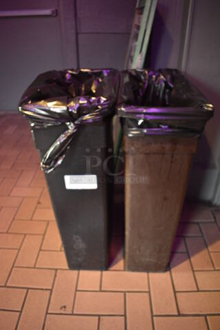 2 Poly Slim Jim Trash Cans. 11x20x30. 2 Times Your Bid! (vestibule)