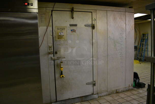 Hobart 11.5'x11.5'x7.5' Walk In Cooler Box w/ Floor, Condenser and Compressor (that is located on the roof). BUYER MUST REMOVE. (kitchen) - Image 1 of 12