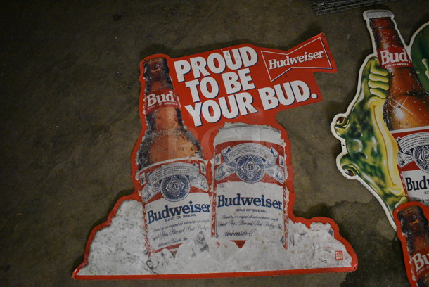 4 Various Metal Signs; 3 Budweiser and 1 Miller. Includes 30x29. 4 Times Your Bid! (basement) - Image 2 of 5