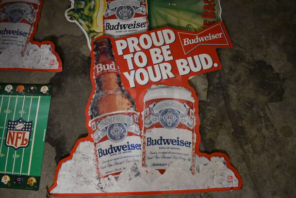 4 Various Metal Signs; 3 Budweiser and 1 Miller. Includes 30x29. 4 Times Your Bid! (basement) - Image 4 of 5