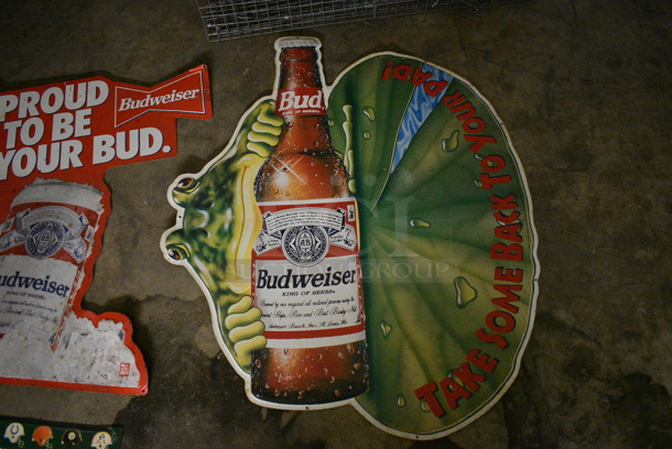 4 Various Metal Signs; 3 Budweiser and 1 Miller. Includes 30x29. 4 Times Your Bid! (basement) - Image 5 of 5