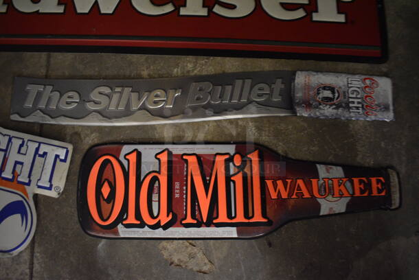 4 Various Metal Signs; 2 Coors, Budweiser, Old Milwaukee. Includes 60x24. 4 Times Your Bid! (basement) - Image 2 of 4