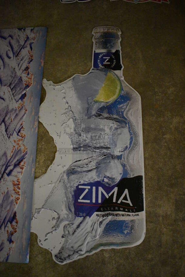 2 Various Metal Signs; Zima and Coors Light. 28x57, 59x19. 2 Times Your Bid! (basement) - Image 3 of 3