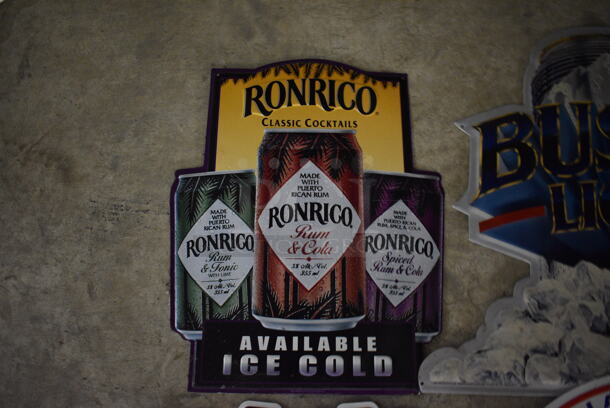 4 Various Metal Signs; Ronrico, Busch Light, Coors Light and Molson. Includes 22x19. 4 Times Your Bid! (basement) - Image 4 of 5