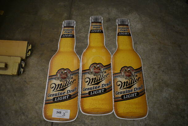 3 Metal Miller Signs. 8.5x30. 3 Times Your Bid! (basement) - Image 1 of 3