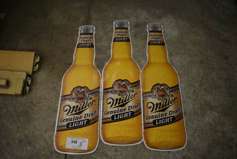 3 Metal Miller Signs. 8.5x30. 3 Times Your Bid! (basement)