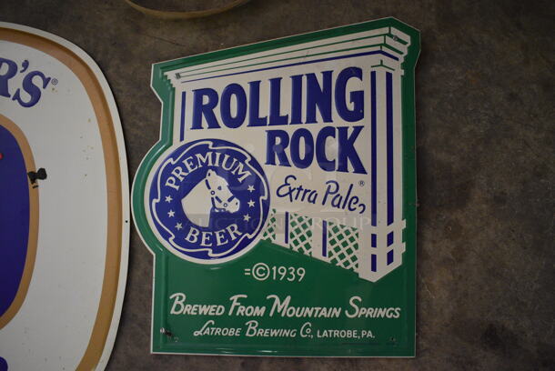 2 Various Metal Signs; Fosters and Rolling Rock. 16x19, 23.5x23.5. 2 Times Your Bid! (basement) - Image 2 of 3
