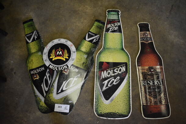 3 Various Metal Signs; 2 Molson, Miller. Includes 27x31. 3 Times Your Bid! (basement) - Image 1 of 3