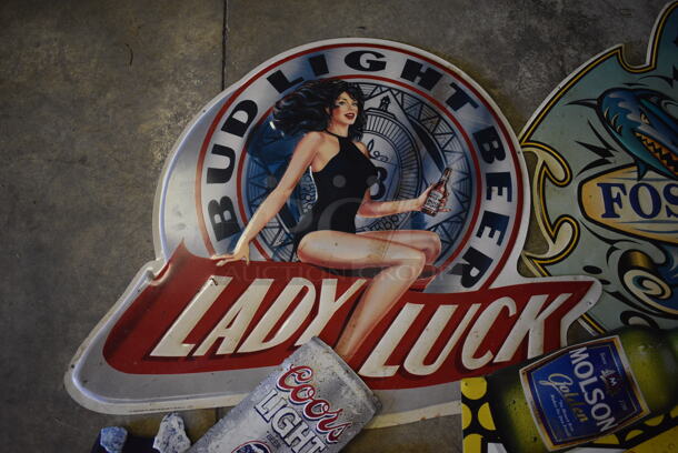 5 Various Metal Signs; Bud Light, Fosters, Molson, Coors Light, Jagermeister. Includes 35x29. 5 Times Your Bid! (basement) - Image 2 of 5