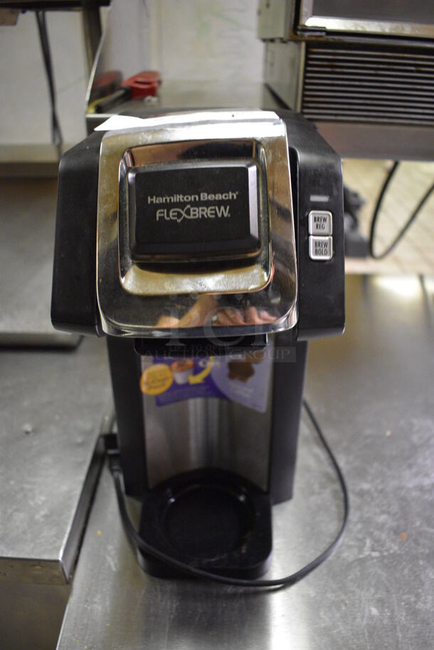 Hamilton Beach FlexBrew Metal Countertop Single Cup Coffee Machine. 120 Volts, 1 Phase. Item Was in Working Condition on Last Day of Business. 6.5x9.5x13.5. (kitchen) - Image 1 of 5