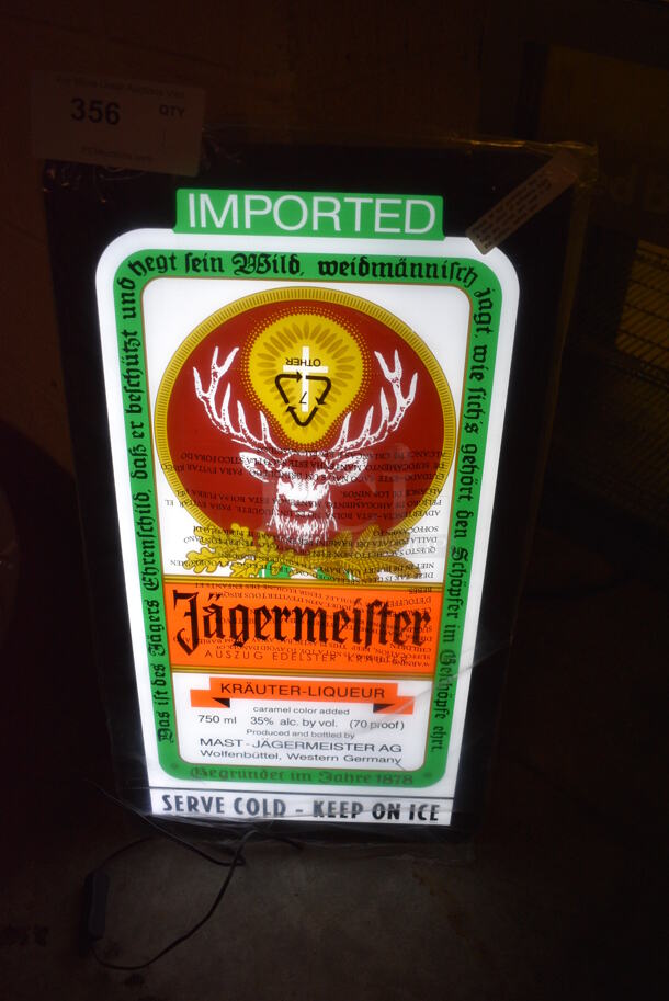Jagermeister Light Up Sign. 13x1x24. Tested and Working! (basement)