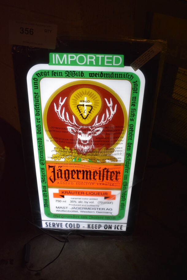 Jagermeister Light Up Sign. 13x1x24. Tested and Working! (basement) - Image 1 of 4