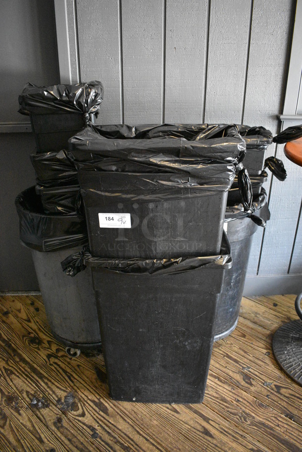 9 Various Poly Trash Cans Including Slim Jim. Includes 11x20x30. 9 (vestibule)