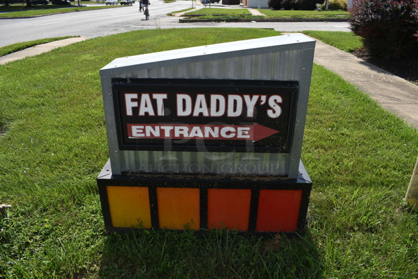 American Sign Company Fat Daddy's Metal Outdoor Sign. BUYER MUST REMOVE. 40x14x40. (outside) - Image 1 of 7