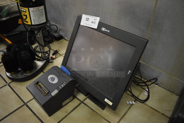 ALL ONE MONEY! Lot of NCR 15" POS Monitor and Epson Model M129H Receipt Printer. (kitchen) - Image 2 of 7