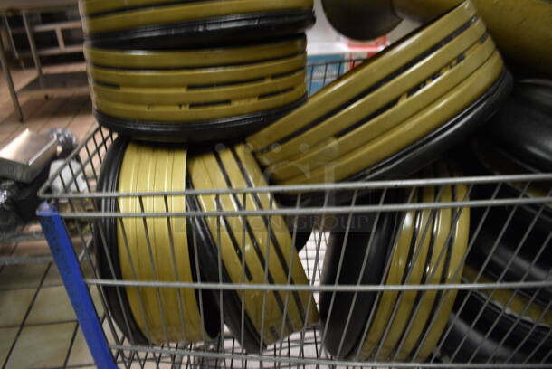 Metal Shopping Cart w/ 6 Stool Tops, 2 Poles and Various Cushions. Goes GREAT w/ Lot # 121! 26x46x40. (kitchen) - Image 5 of 7