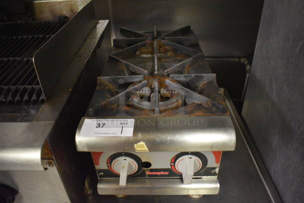 Champion Stainless Steel Commercial Countertop Natural Gas Powered 2 Burner Range. Item Was in Working Condition on Last Day of Business. 12x25x14. (kitchen) - Image 1 of 6
